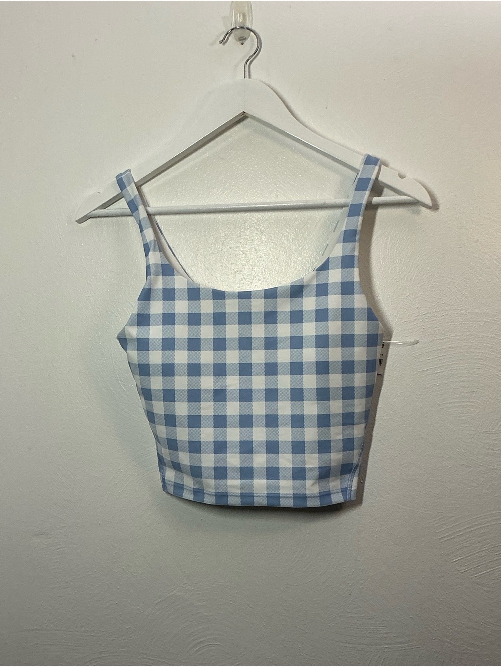Old Navy Active Light Blue & White Gingham Sports Bra Crop Tank Size Small